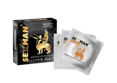 Bao Cao Su SexMan LongShock 4in1 Nhỏ Hộp 3 Cái